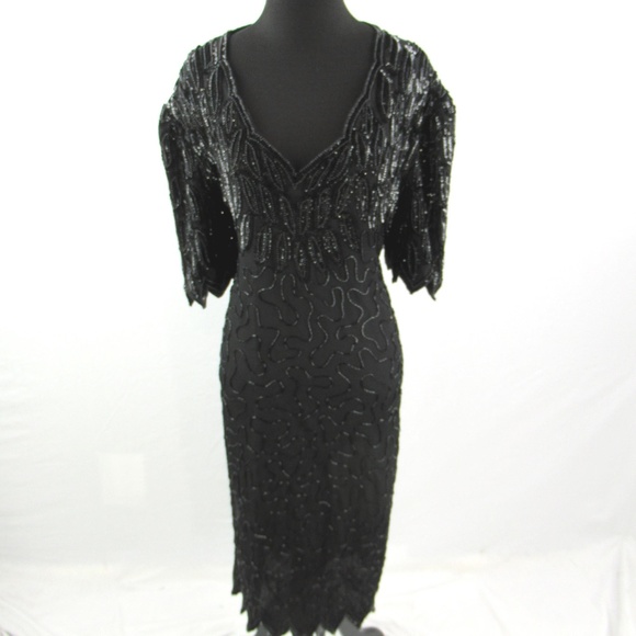 Laurence Kazar Dresses & Skirts - Laurence Kazar Silk Beaded Party Cocktail Dress